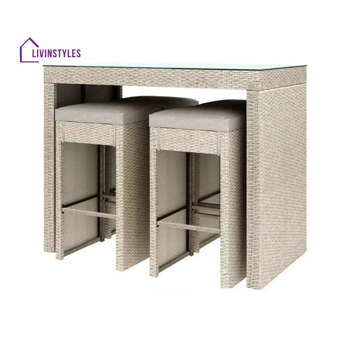 Natsuki 5-Piece Outdoor Rattan Wicker Bar Set with Glass Top Table - Bar Set