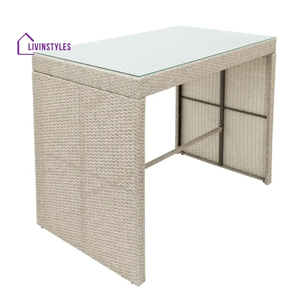 Natsuki 5-Piece Outdoor Rattan Wicker Bar Set with Glass Top Table - Bar Set