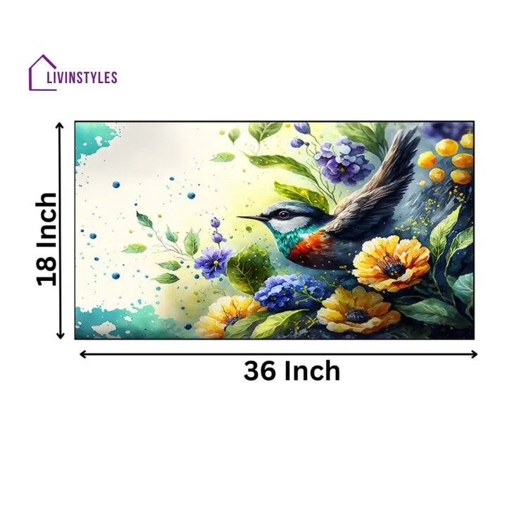 Nature’s Beauty: Bird And Flowers Wall Painting
