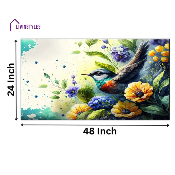Nature’s Beauty: Bird And Flowers Wall Painting