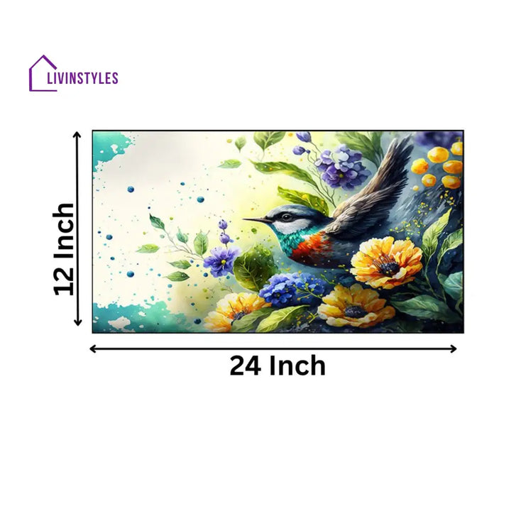 Nature’s Beauty: Bird And Flowers Wall Painting