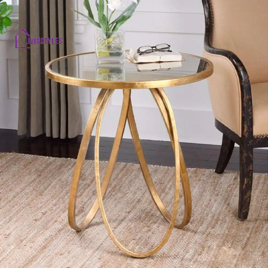 Naveen Metal Gold Side Table For Living Room