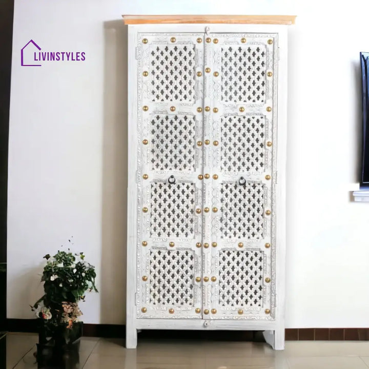 Navi Carved With Brass Studs Cupboard