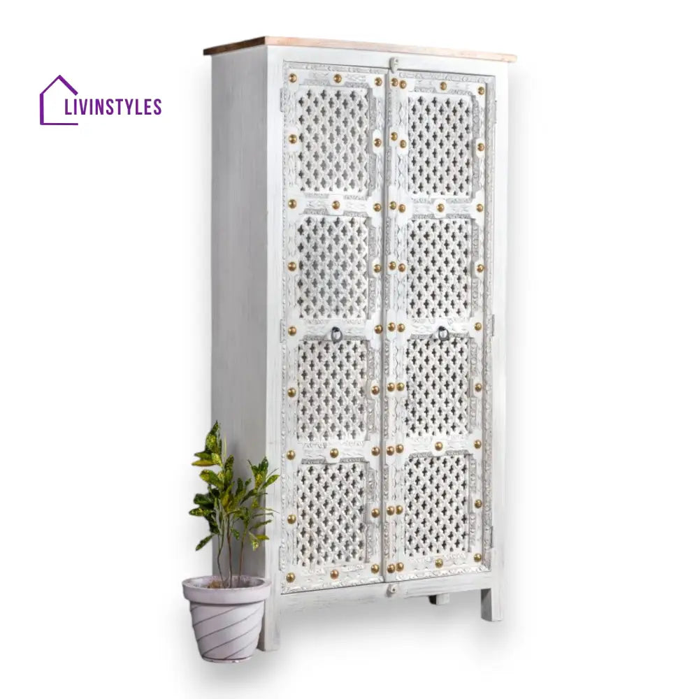 Navi Carved With Brass Studs Cupboard