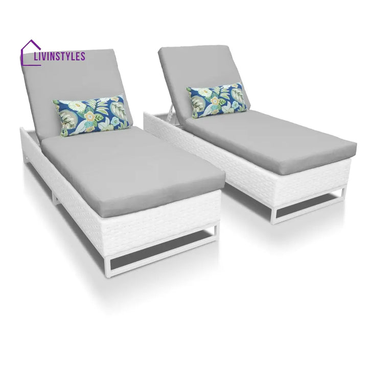 Navi Outdoor Swimming Poolside Lounger With (Set of 2) (White) - Loungers