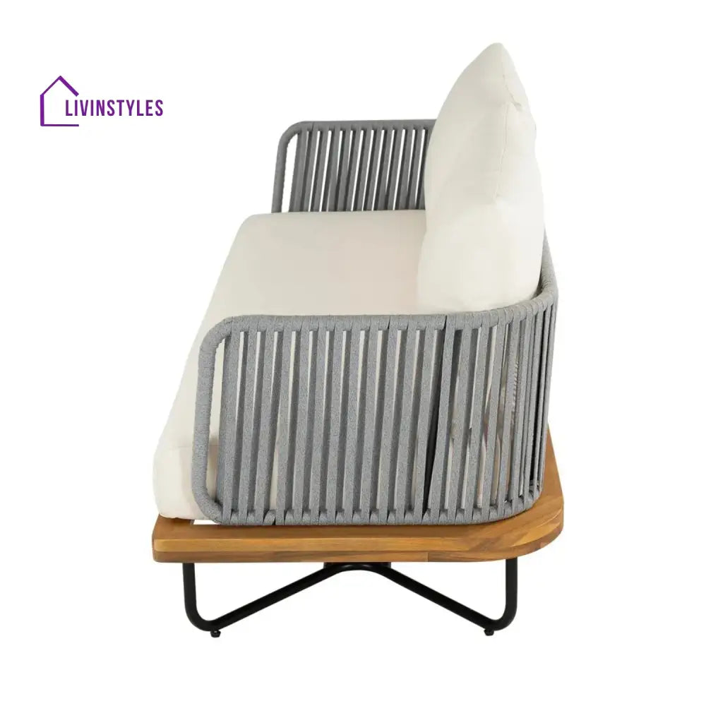 Navisha Outdoor 6-Piece Rope Woven Conversation Sofa Set with Wooden Top Table - Sofa Set