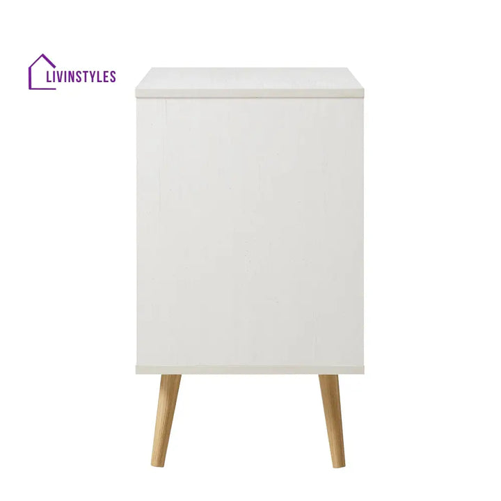 Frances Woven Rattan 1-Door Cabinet in White Cabinets & Chests