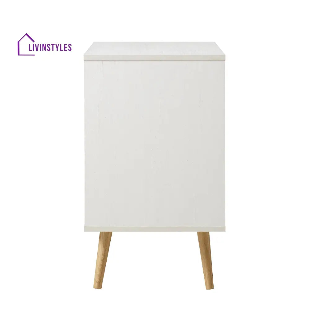 Frances Woven Rattan 1-Door Cabinet in White Cabinets & Chests