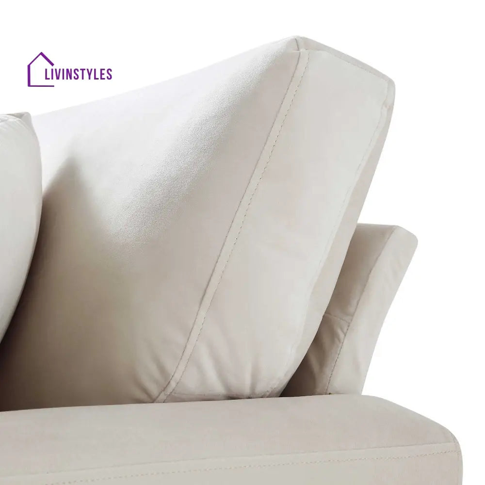Brigette 3-Seater Beige Velvet Sofa with Antique Brass Castor Legs Sofas