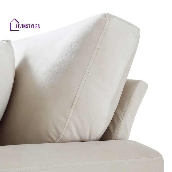 Brigette 3-Seater Beige Velvet Sofa with Antique Brass Castor Legs Sofas