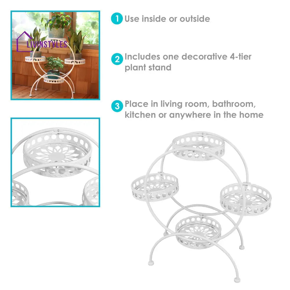 Navya Metal Black Plant Stand For Balcony
