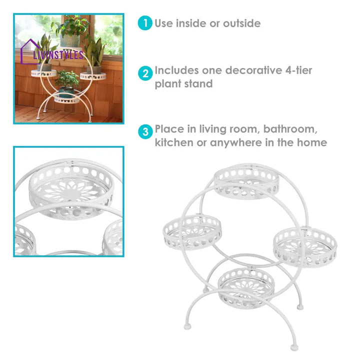 Navya Metal Black Plant Stand For Balcony
