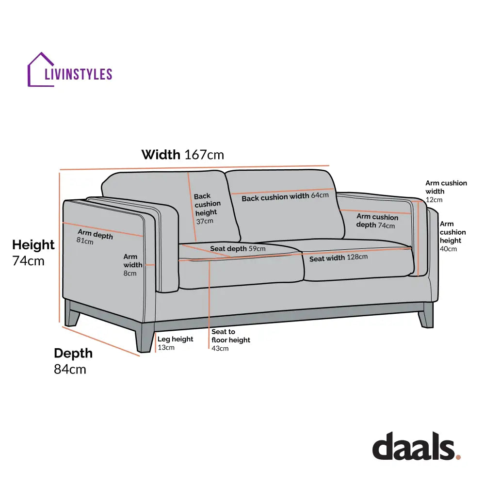 Dipley Oatmeal Fabric Sofa 2-Seater Sofas