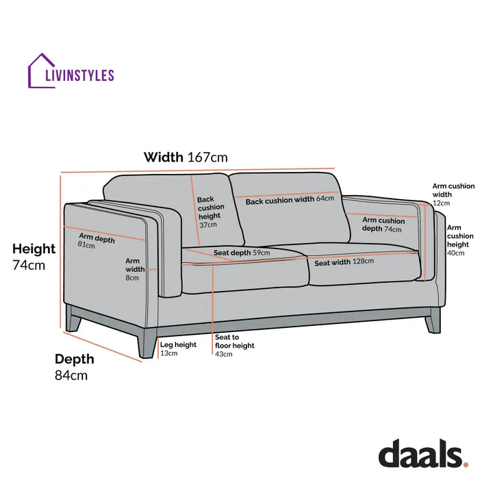 Dipley Oatmeal Fabric Sofa 2-Seater Sofas