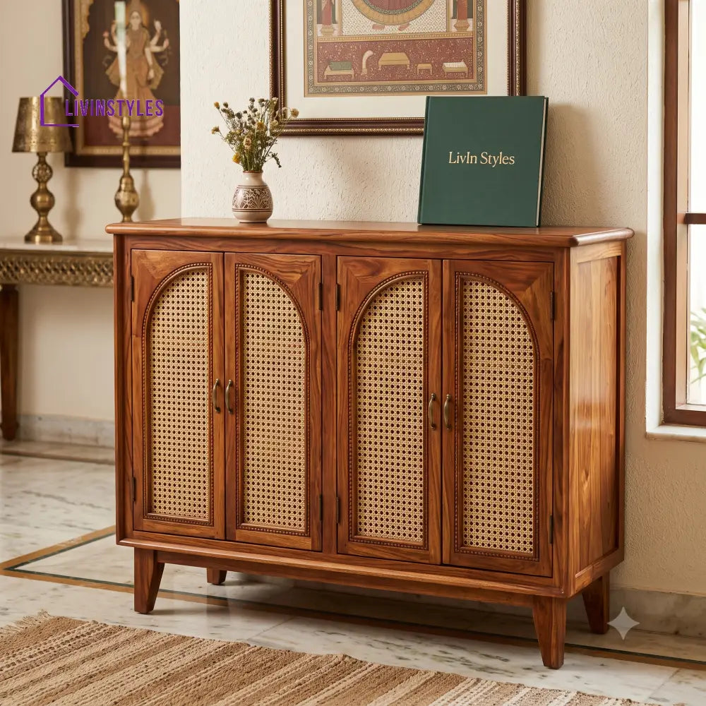 Navya Sheesham Wood Shoe Rack | Wooden Shoe Cabinet