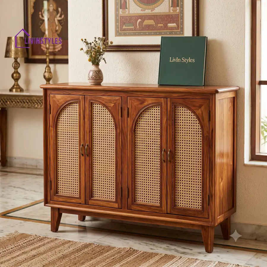 Navya Sheesham Wood Shoe Rack | Wooden Shoe Cabinet