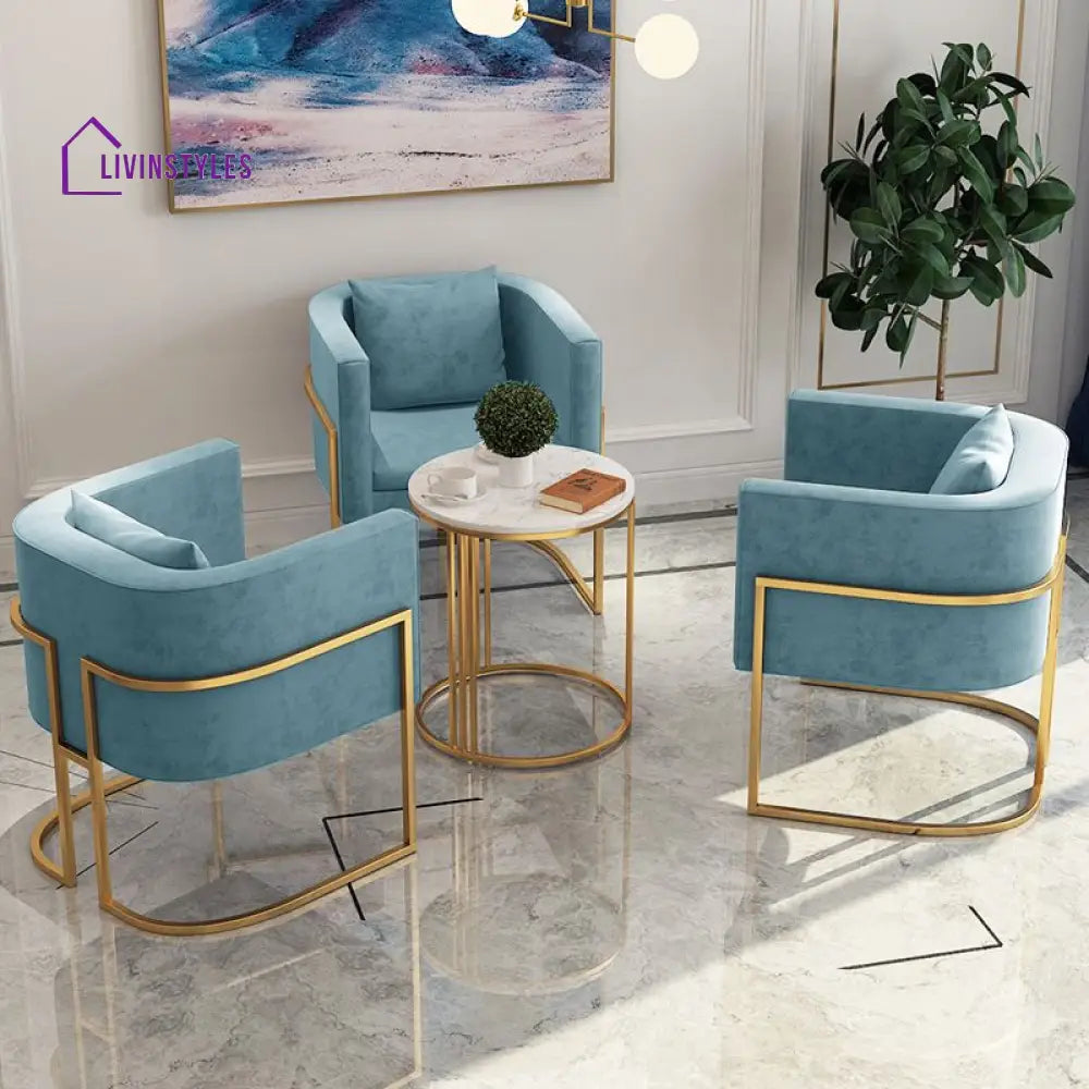 Navya Stainless Steel Frame Coffee Table for Living Room - Set of 2