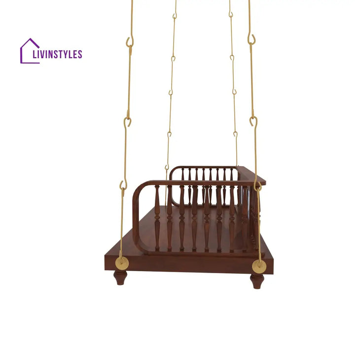 Navya Traditional Wooden Jhula Swing with Handcrafted Tile Inlay Swing