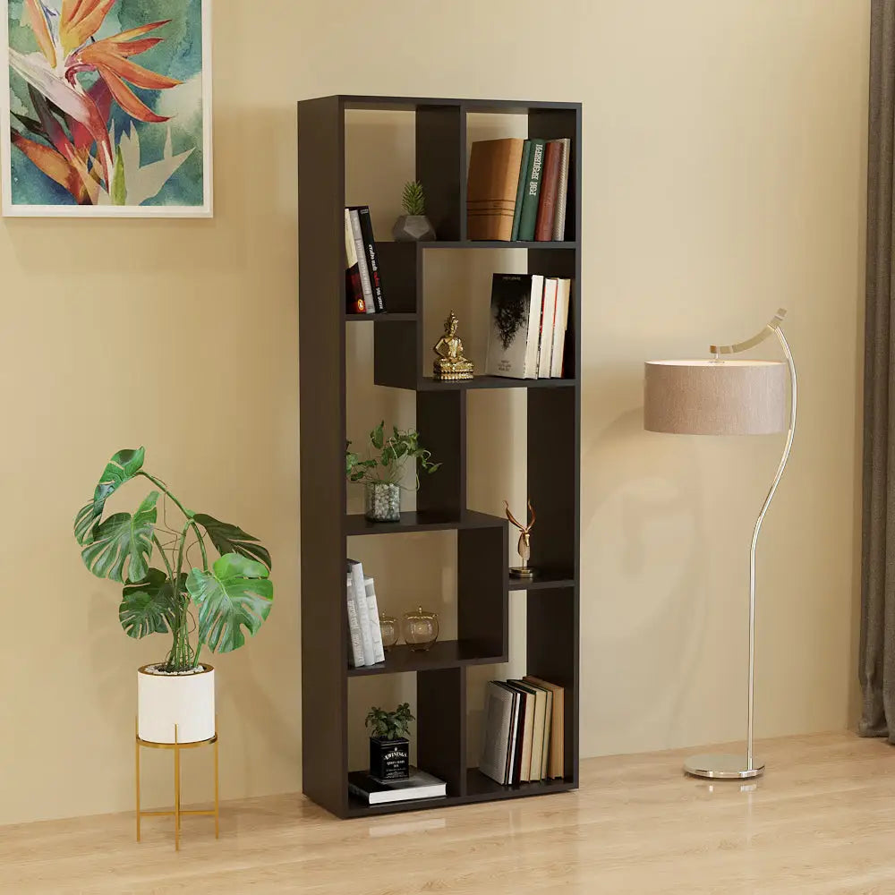 Navya Wenge Wooden Book Shelf – Stylish Storage for Living & Study Rooms Bookshelf Cabinet & Rack