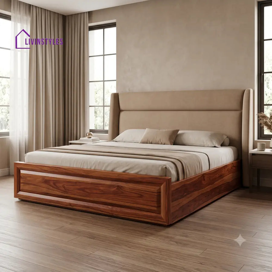 Nayana Wooden Bed | Solid Wood Double Bed | Wooden King size bed & Wooden Queen size bed