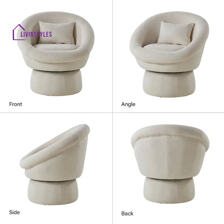 Nayara Solid Wood and Fabric Arm Chair | Living Room Chair | Lounge Chair - 360 Rotating