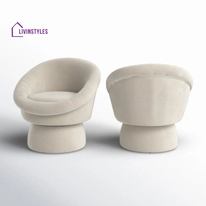Nayara Solid Wood and Fabric Arm Chair | Living Room Chair | Lounge Chair - 360 Rotating