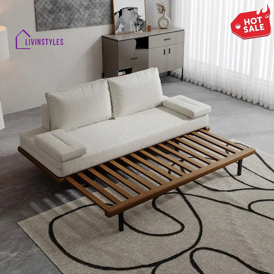 Naysa Solid Wood Sofa Come Bed for Living Room