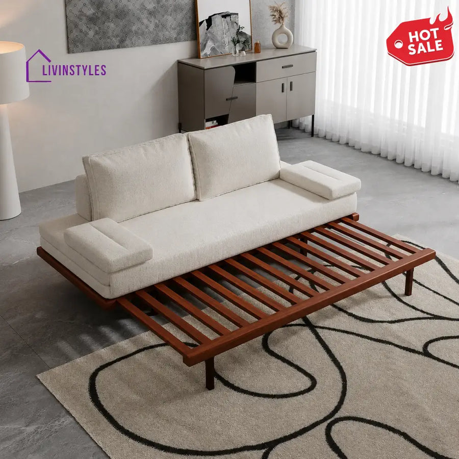 Naysa Solid Wood Sofa Come Bed for Living Room