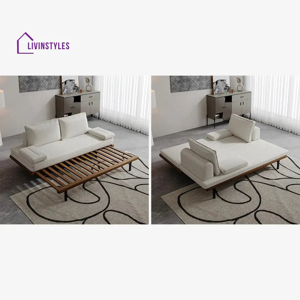 Naysa Solid Wood Sofa Come Bed for Living Room