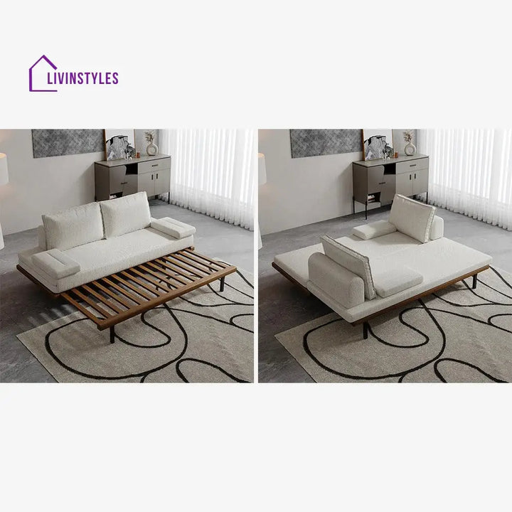 Naysa Solid Wood Sofa Come Bed for Living Room