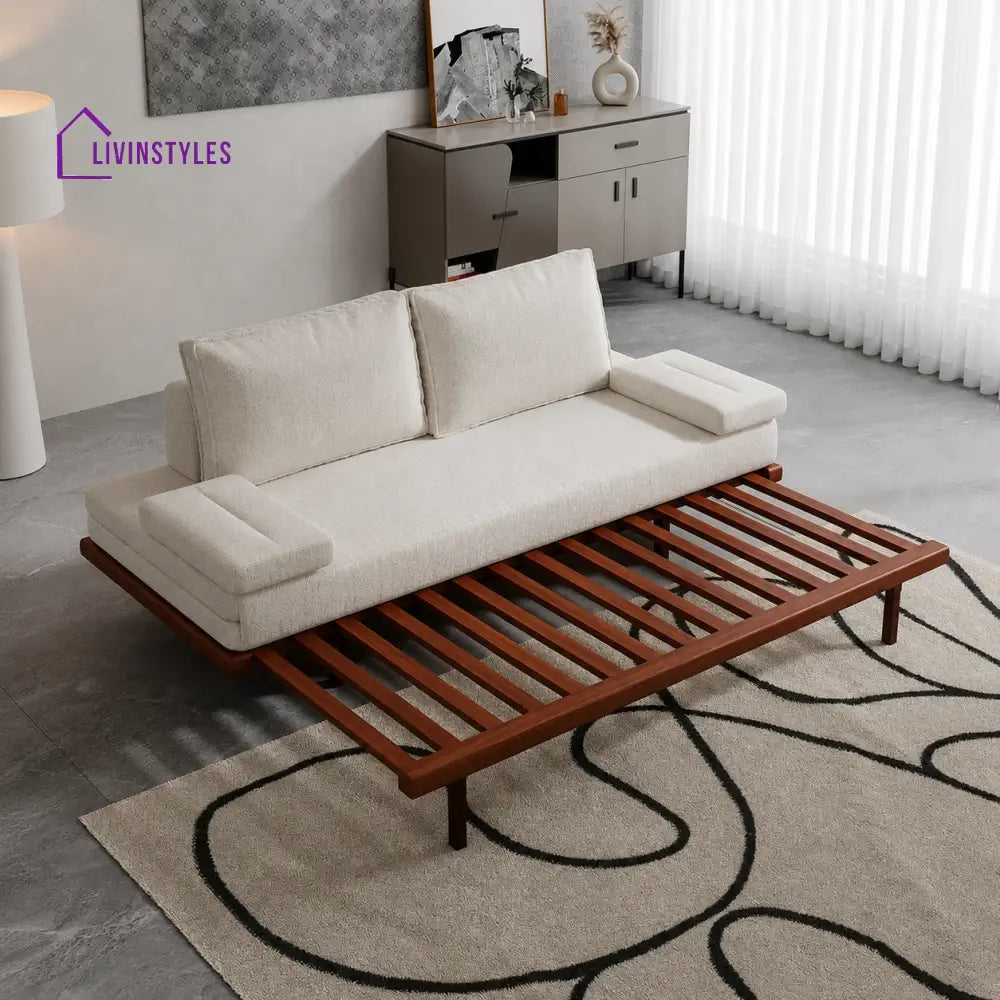 Naysa Solid Wood Sofa Come Bed for Living Room