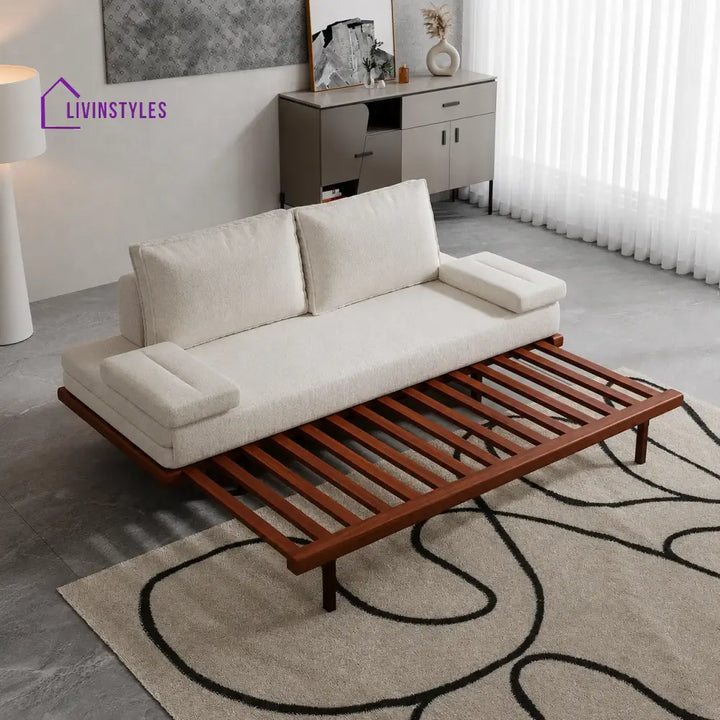 Naysa Solid Wood Sofa Come Bed for Living Room