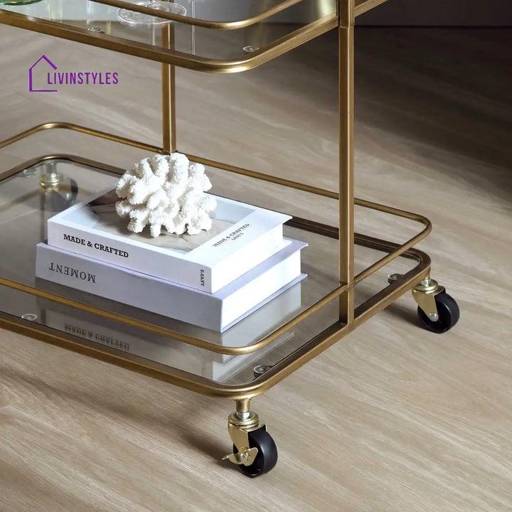 Clementine Antique Brass Effect Drink Trolley Islands & Trolleys