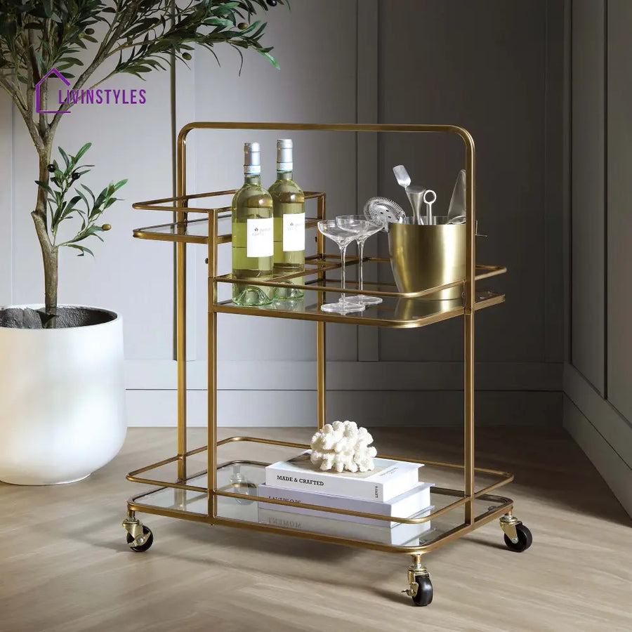Clementine Antique Brass Effect Drink Trolley Islands & Trolleys