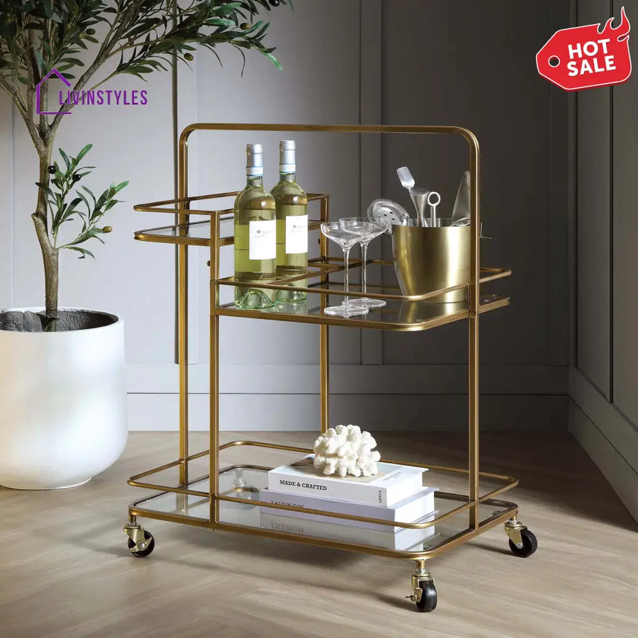 Clementine Antique Brass Effect Drink Trolley Islands & Trolleys