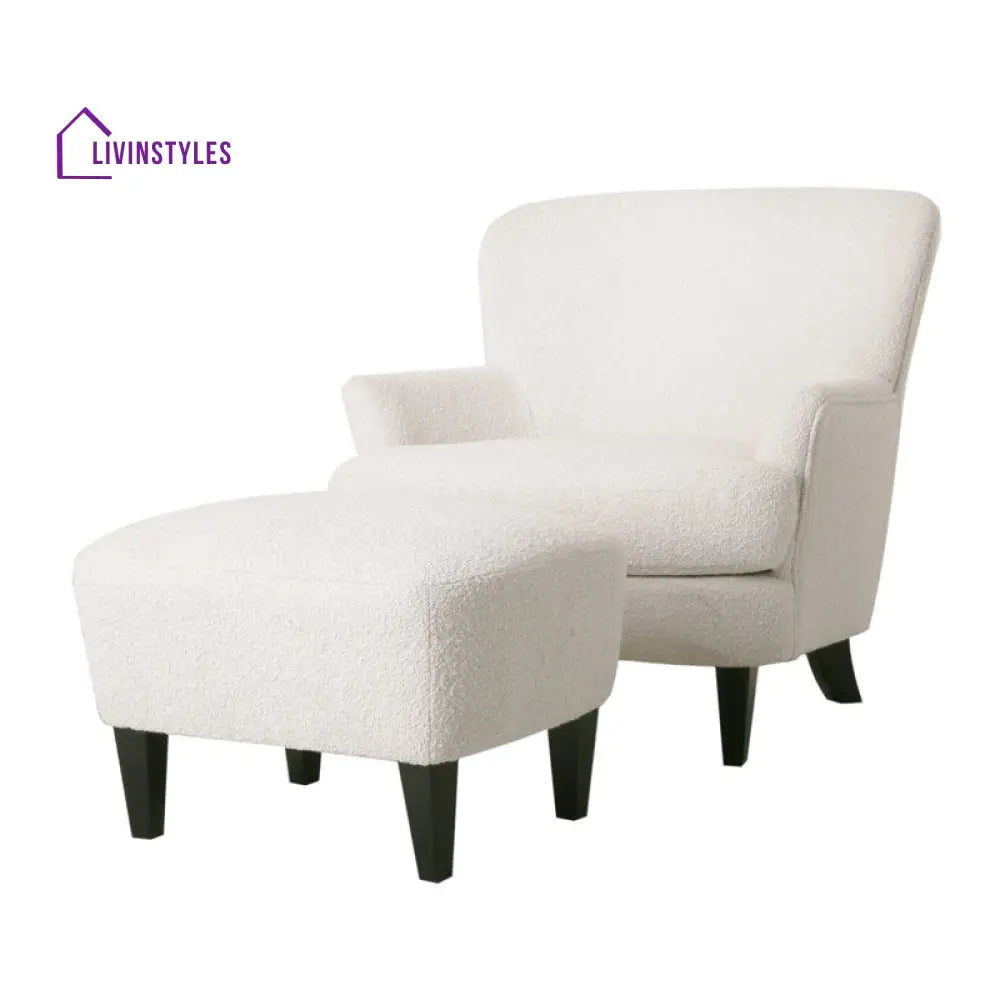 Naysha Solid Wood and Fabric Arm Chair | Living Room Chair | Lounge Chair
