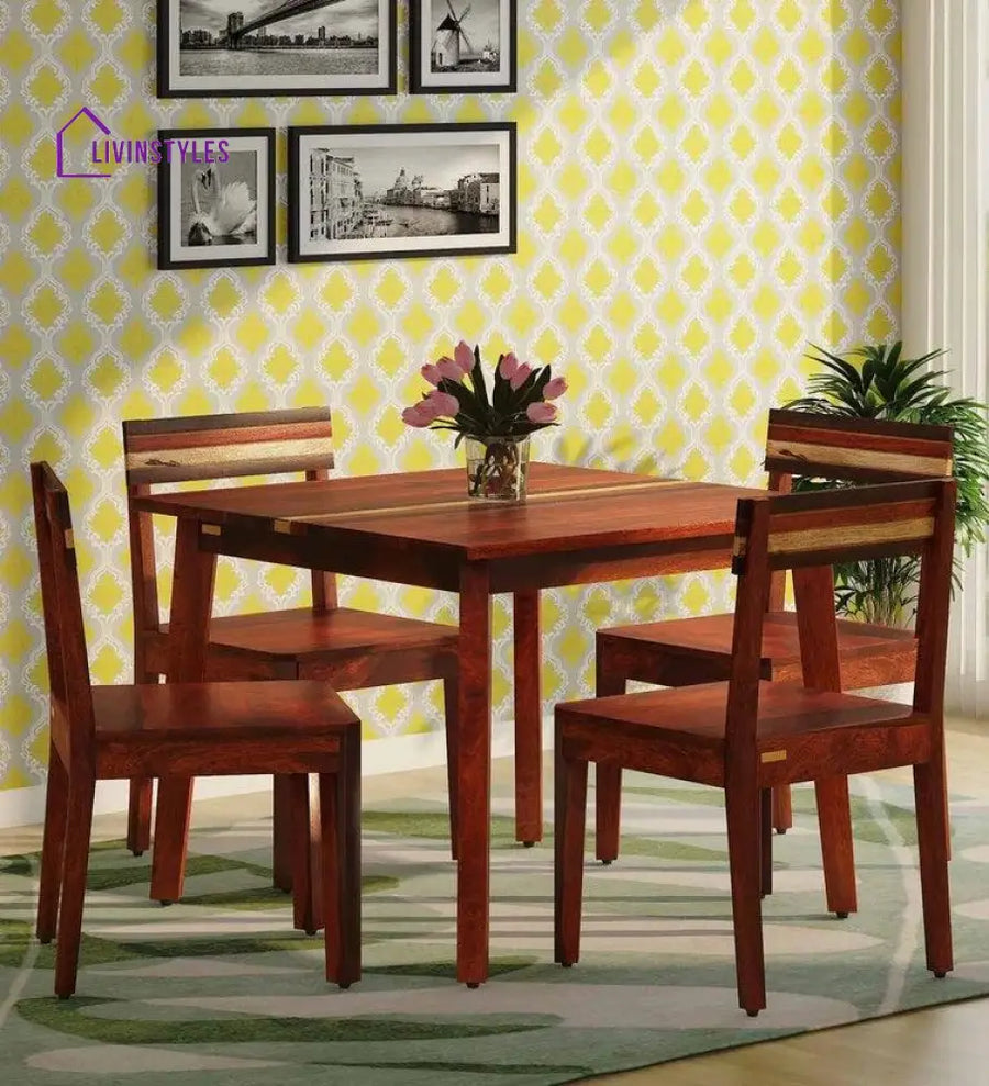 Nazar Sheesham Wood 4 Seater Dining Set In Honey Finish dining set