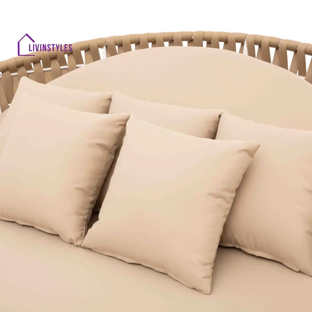 Neck Outdoor Poolside Sunbed With Cushion Daybed (Tan) Braided & Rope - Sunbed