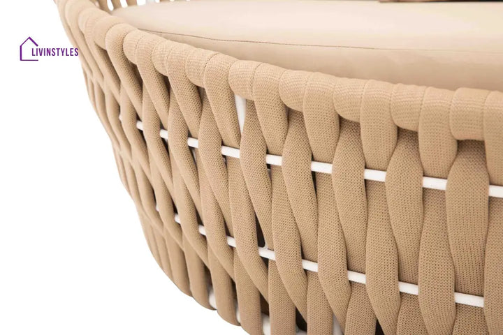 Neck Outdoor Poolside Sunbed With Cushion Daybed (Tan) Braided & Rope - Sunbed