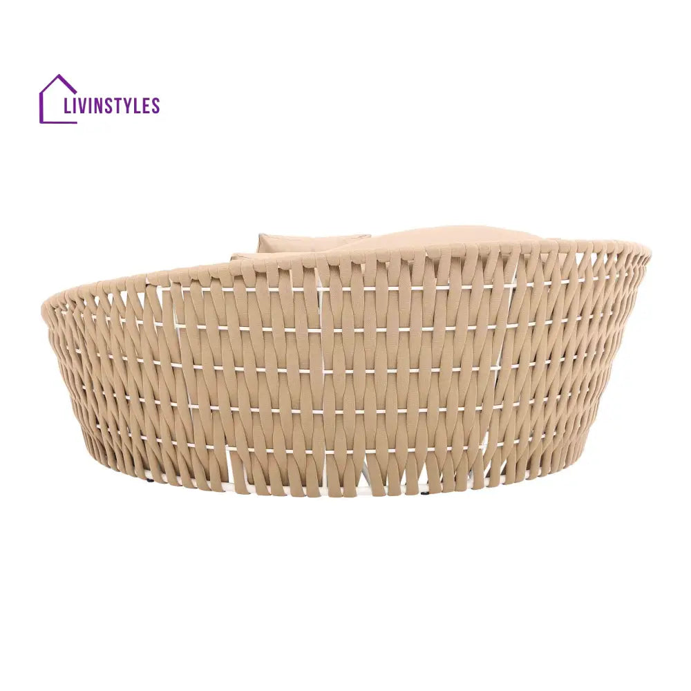 Neck Outdoor Poolside Sunbed With Cushion Daybed (Tan) Braided & Rope - Sunbed