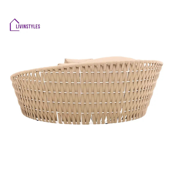 Neck Outdoor Poolside Sunbed With Cushion Daybed (Tan) Braided & Rope - Sunbed