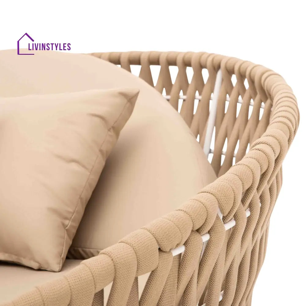 Neck Outdoor Poolside Sunbed With Cushion Daybed (Tan) Braided & Rope - Sunbed