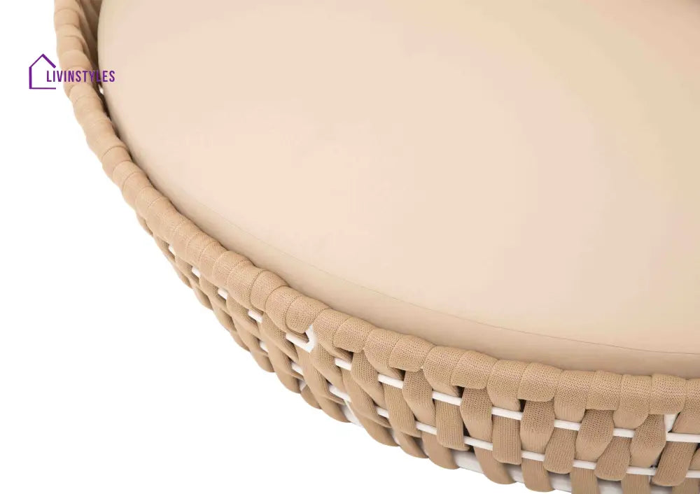Neck Outdoor Poolside Sunbed With Cushion Daybed (Tan) Braided & Rope - Sunbed