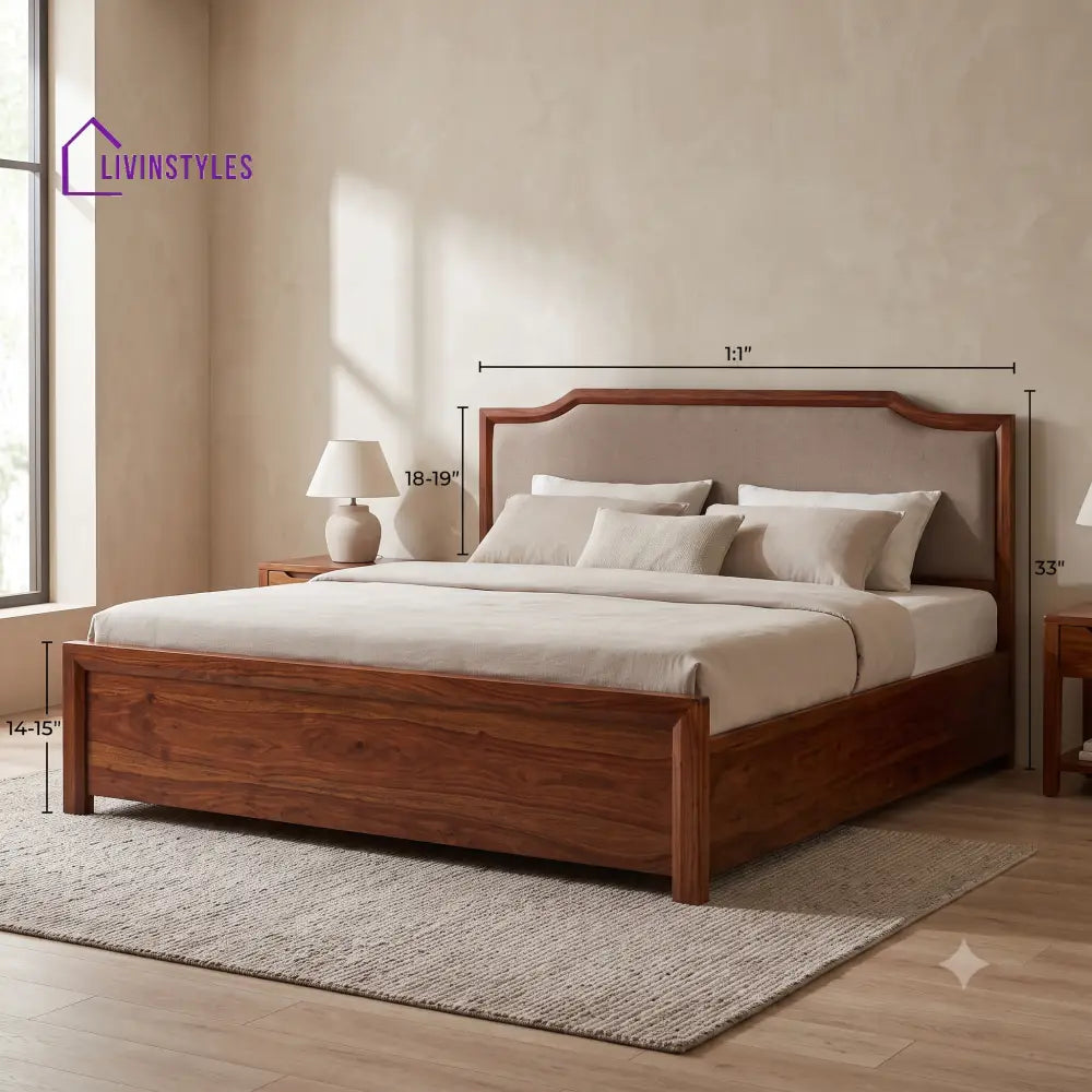 Neela Wooden Bed | Solid Wood Double Bed | Wooden King size bed & Wooden Queen size bed