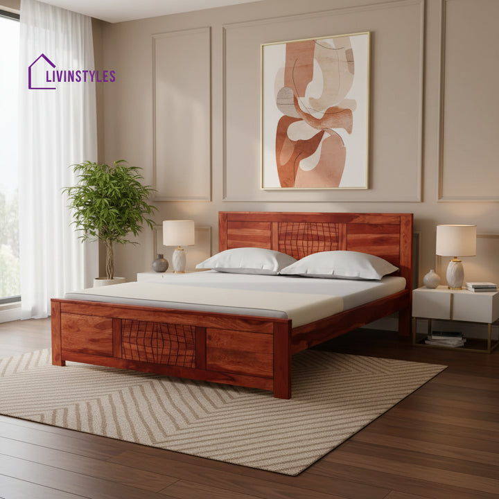 Harmonia Solid Wood Contemporary Beds Queen / Honey Bed without storage