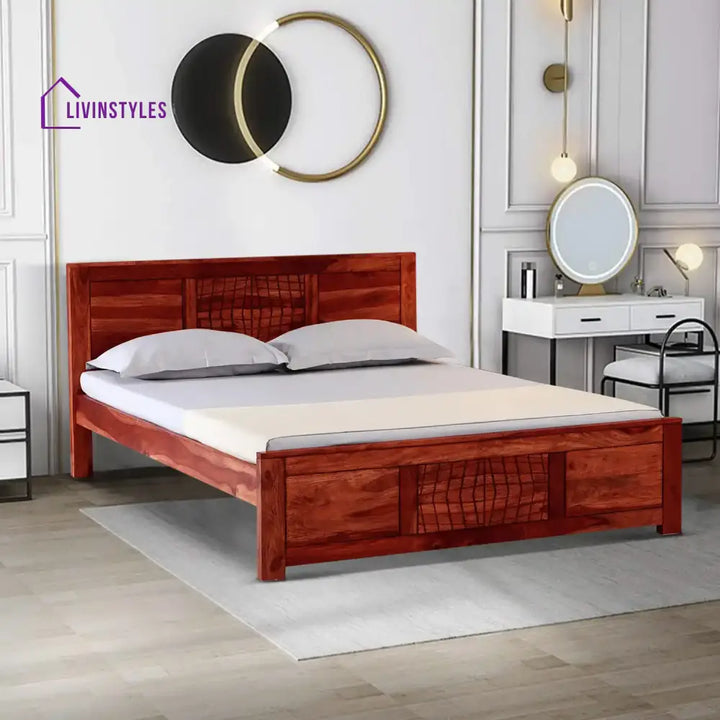 Harmonia Solid Wood Contemporary Beds Queen / Honey Bed without storage