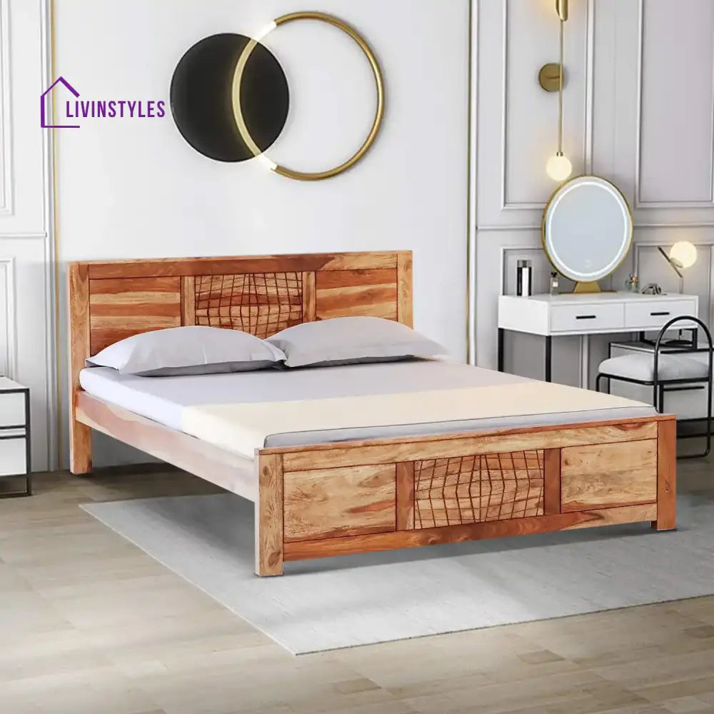 Harmonia Solid Wood Contemporary Beds Queen / Natural Bed without storage