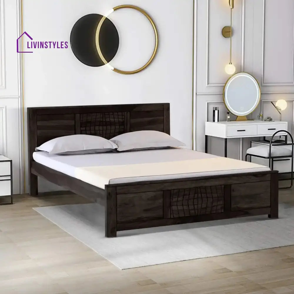 Harmonia Solid Wood Contemporary Beds Queen / Walnut Bed without storage