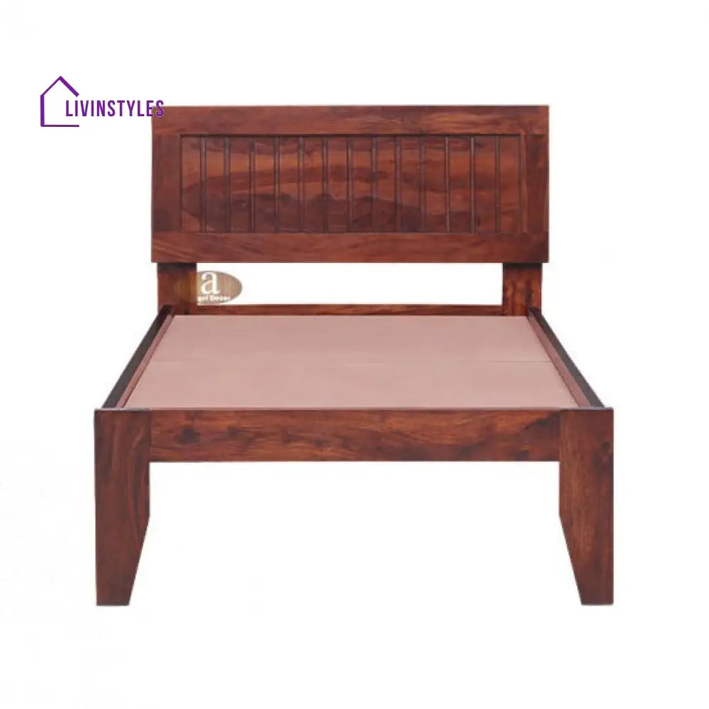 Neeraj Solid Sheesham Wood Handmade Modern Single bed (Honey)