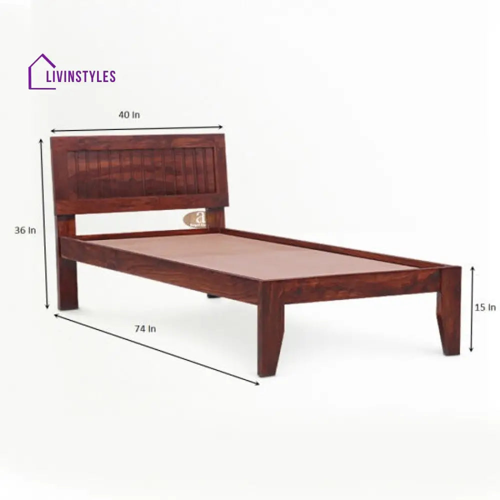 Neeraj Solid Sheesham Wood Handmade Modern Single bed (Honey)